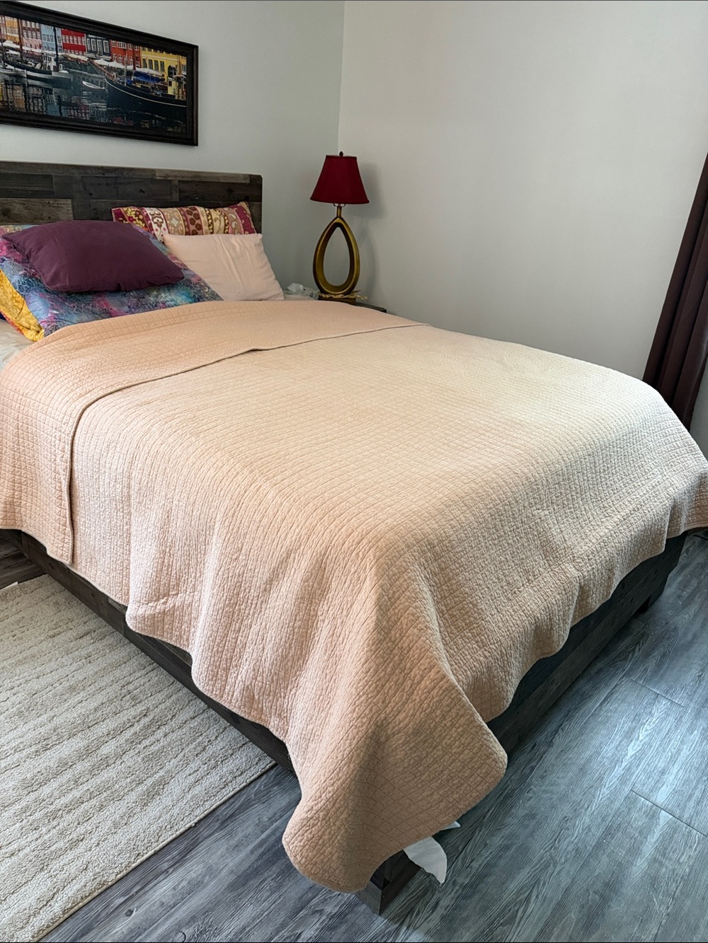 Neutral Blush Quilted Bedspread - Soft Peach Coverlet